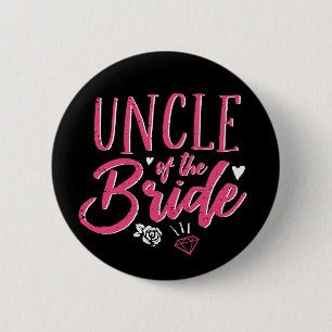 Badge Rond 5 Cm Petit oncle de la mariée Calligraphie rose Script