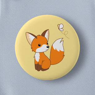 Badge Rond 5 Cm Petit papillon de observation mignon de Fox