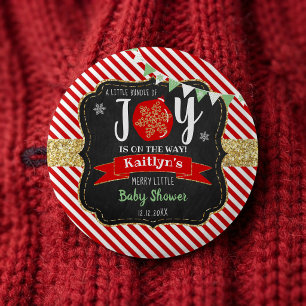 Badge Rond 5 Cm "Petit Paquet De Joie" Baby Shower De Noël