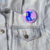 Badge Rond 5 Cm Petit perroquet bleu (En situation)