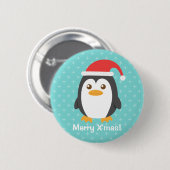 Badge Rond 5 Cm Petit pingouin mignon avec le bouton de Noël de (Devant & derrière)