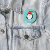 Badge Rond 5 Cm Petit pingouin mignon avec le bouton de Noël de (En situation)
