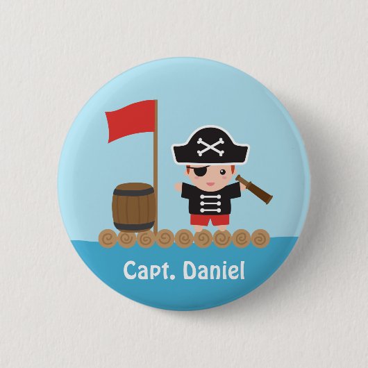 Badge Rond 5 Cm Petit Pirate Capitaine Ocean Raft Boy (Devant)