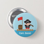 Badge Rond 5 Cm Petit Pirate Capitaine Ocean Raft Boy (Devant & derrière)