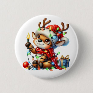 Badge Rond 5 Cm Petit renne de Noël