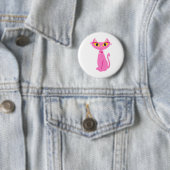 Badge Rond 5 Cm Petit rétro chat rose (En situation)