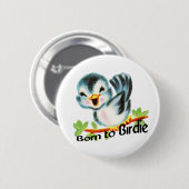 Badge Rond 5 Cm Petit rétro oiseau mignon soutenu au cadeau de (Devant & derrière)