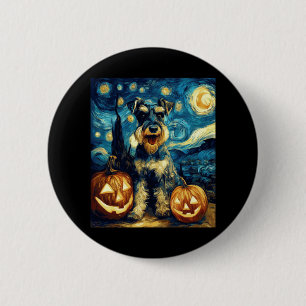 Badge Rond 5 Cm Petit Schnauzer Chien Halloween Jack O Lant