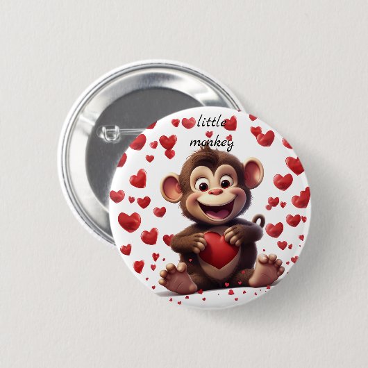 Badge Rond 5 Cm Petit singe (Devant & derrière)
