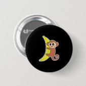 Badge Rond 5 Cm petit singe mignon à la banane (Devant & derrière)