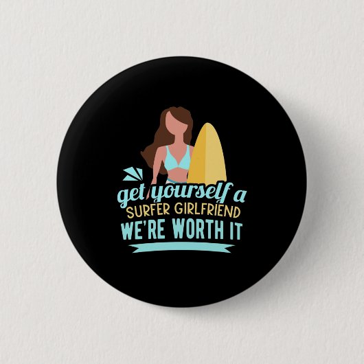 Badge Rond 5 Cm Petite amie surfeuse (Devant)