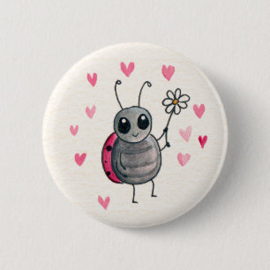 Badge Rond 5 Cm Petite coccinelle ou coccinelle mignonne avec la