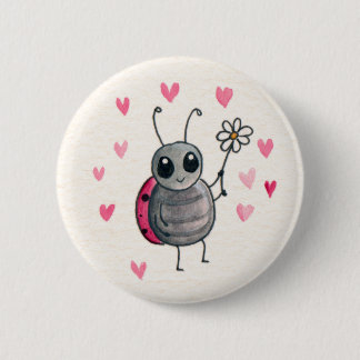 Badge Rond 5 Cm Petite coccinelle ou coccinelle mignonne avec la