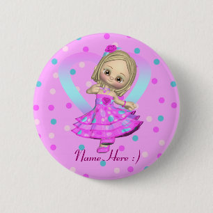Badge Rond 5 Cm petite fille d'insigne mignon de goupille dans la