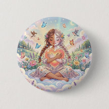 Petite Fille Enlaçant un Cœur Paisible