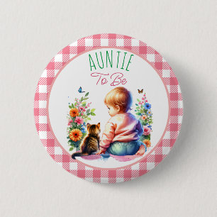 Badge Rond 5 Cm Petite fille et chaton   Tante à être Baby shower