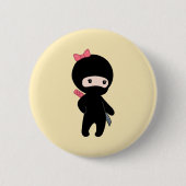 Badge Rond 5 Cm Petite fille Ninja sur jaune (Devant)
