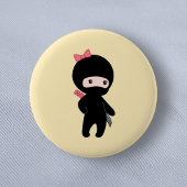 Badge Rond 5 Cm Petite fille Ninja sur jaune