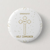 Badge Rond 5 Cm Petite-fille Première Sainte Communion Gold Look C (Devant)