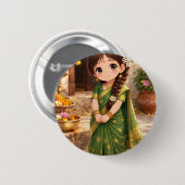 Badge Rond 5 Cm Petite Grâce en vert (Devant & derrière)