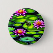 Badge Rond 5 Cm Petite grenouille sur Lily Pad (Devant)