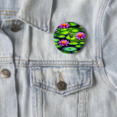 Badge Rond 5 Cm Petite grenouille sur Lily Pad (En situation)