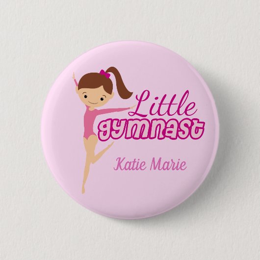 Badge Rond 5 Cm Petite Gymnaste Plutôt Rose Personnalisé Enfants G (Devant)