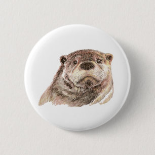 Badge Rond 5 Cm Petite loutre drôle, nature animale mignonne