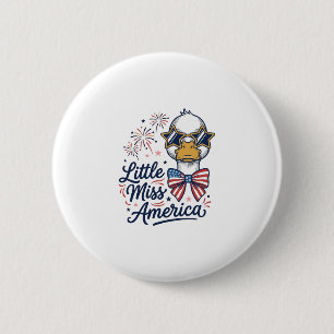 Badge Rond 5 Cm Petite Miss America Canard Patriote Vintage T-Shir