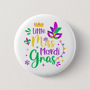 Badge Rond 5 Cm Petite Miss Mardi Gras Enfants Carnaval Vêtements