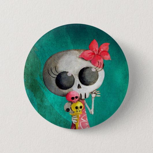 Badge Rond 5 Cm Petite Mlle Death avec la crème glacée de (Devant)