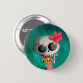 Badge Rond 5 Cm Petite Mlle Death avec la crème glacée de (Devant & derrière)