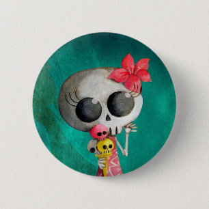 Badge Rond 5 Cm Petite Mlle Death avec la crème glacée de