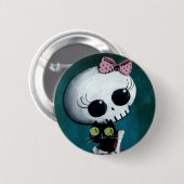 Badge Rond 5 Cm Petite Mlle Death - beauté de Halloween (Devant & derrière)