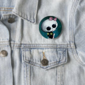 Badge Rond 5 Cm Petite Mlle Death - beauté de Halloween (En situation)