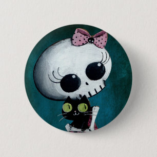 Badge Rond 5 Cm Petite Mlle Death - beauté de Halloween
