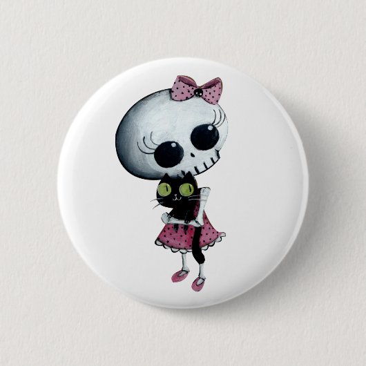 Badge Rond 5 Cm Petite Mlle Death - beauté de Hallowen (Devant)