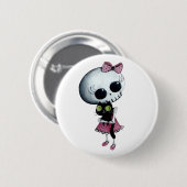 Badge Rond 5 Cm Petite Mlle Death - beauté de Hallowen (Devant & derrière)