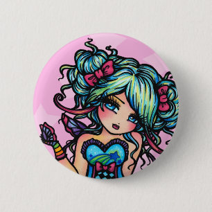 Badge Rond 5 Cm Petite Mlle Deelish Fairy Unicorn Button