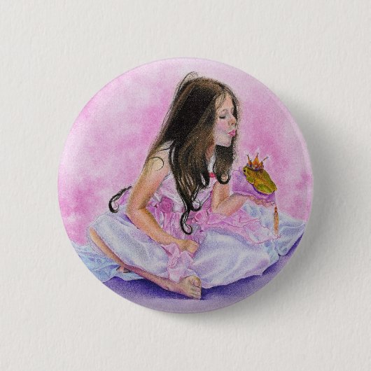 Badge Rond 5 Cm Petite princesse Kissing Frog Button (Devant)
