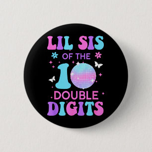 Badge Rond 5 Cm Petite soeur de la fille d'anniversaire Double Chi
