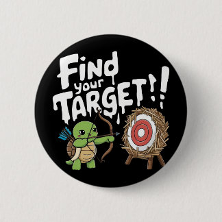 Badge Rond 5 Cm Petite tortue pointant un arc et une flèche