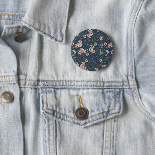 Badge Rond 5 Cm Petites fleurs bleu clair motif