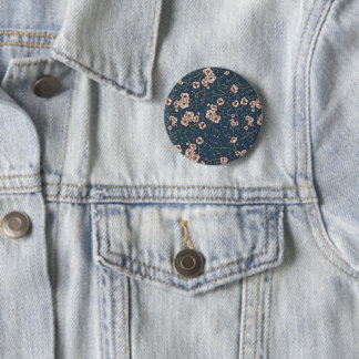 Badge Rond 5 Cm Petites fleurs bleu clair motif