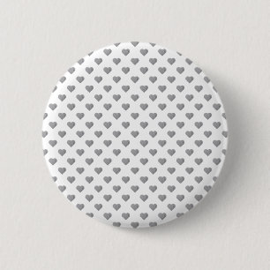Badge Rond 5 Cm Petits Coeurs Gris Béton Symétrique sur Blanc