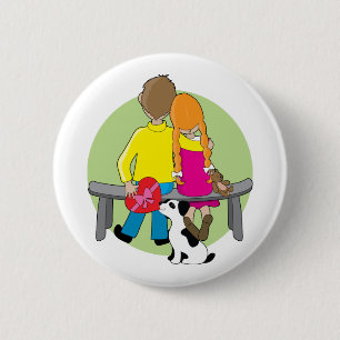 Badge Rond 5 Cm Petits enfants Valentine
