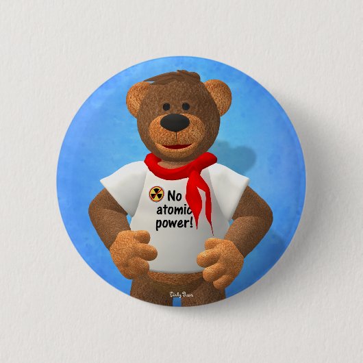 Badge Rond 5 Cm Petits ours : Aucune puissance atomique ! (Devant)