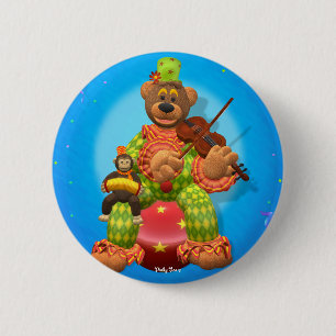 Badge Rond 5 Cm Petits ours clown et M. Zippy