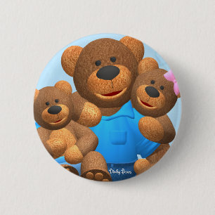 Badge Rond 5 Cm Petits ours : Famille heureuse
