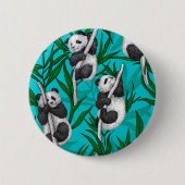 Badge Rond 5 Cm Petits panda turquoise (Devant)